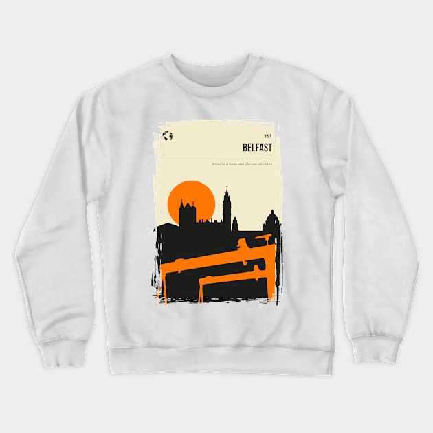 Belfast Northen Ireland Vintage Travel Poster Crewneck Sweatshirt by jornvanhezik